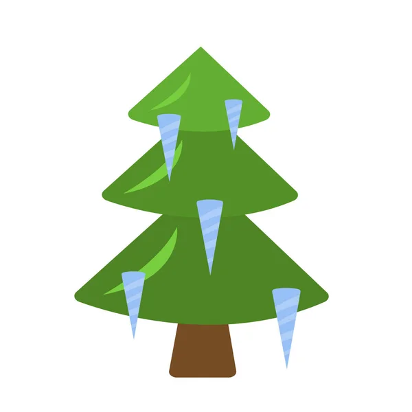 以冰柱形式出现在圣诞树上的玩具 背景为白色的圣诞和新年 — 图库矢量图片
