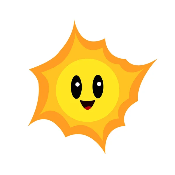 Soleil Orange Avec Doux Sourire Des Yeux Noirs Brillants Objet — Image vectorielle