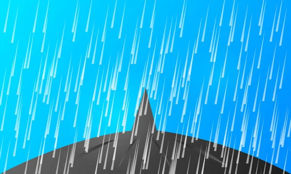 Druppels Regen Vallen Top Van Een Donkere Paraplu Tegen Een — Stockvector