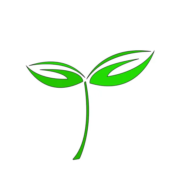 Logo Sprout Helder Groene Plant Met Zwarte Omtrek Object Een — Stockvector