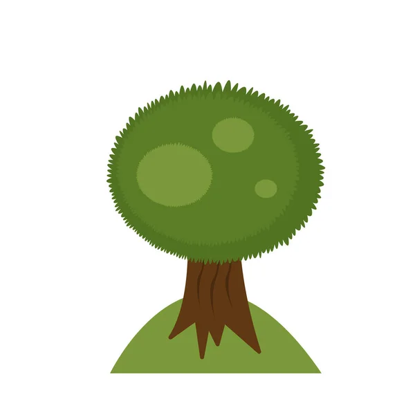 Μοναχικό Δασικό Δέντρο Πράσινη Αφράτη Κορυφή Και Καφέ Παχύ Κορμό — Διανυσματικό Αρχείο