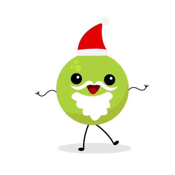 圣诞节和新年的白色背景概念下的绿豆圣诞卡通人物 留着胡子和胡子 — 图库矢量图片