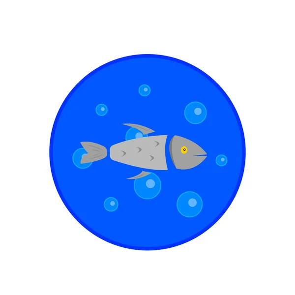 Poissons Sous Eau Sur Fond Bulles Logo Pour Concept Conception — Image vectorielle