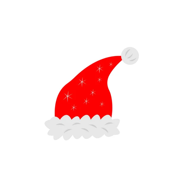 Roter Weihnachtsmann Hut Mit Bubo Und Leuchtenden Sternen Als Traditionelles — Stockvektor