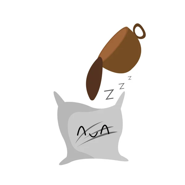 Smiling Pillow Which Coffee Spills Concept Good Morning Popular Drink — Stock Vector