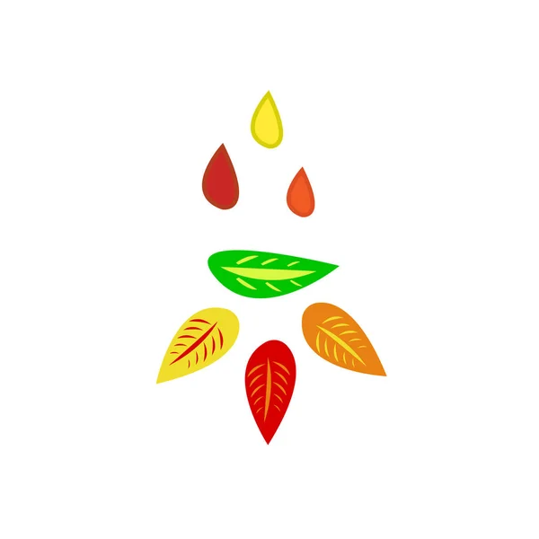 Красочные Листья Капли Краски Естественный Переход Логотипа Лета Осень — стоковый вектор