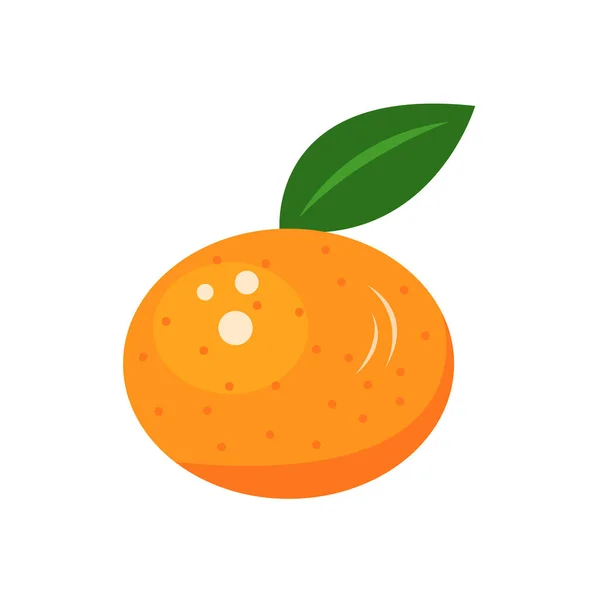 Mandarina Naranja Brillante Con Una Hoja Verde Fruta Tropical Apetitosa — Vector de stock