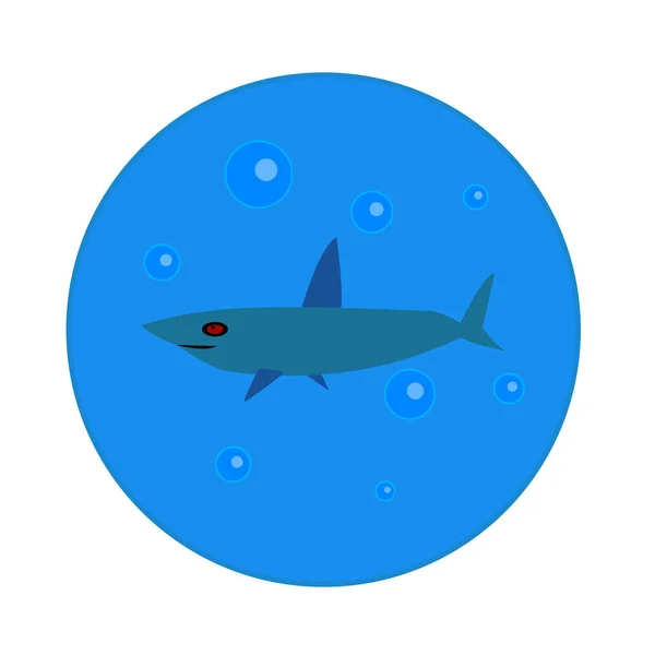 Hai Mit Leuchtend Rotem Auge Schwimmt Unter Wasser — Stockvektor