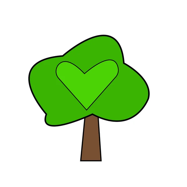 Árvore Com Top Verde Padrão Brilhante Forma Conceito Coração Natureza —  Vetores de Stock