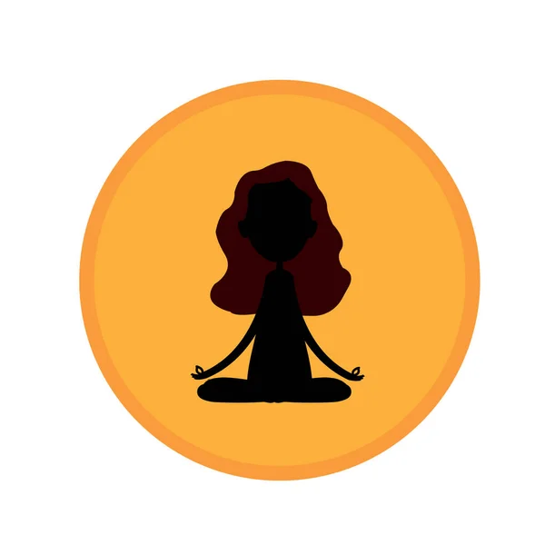 Силуэт Медитирующей Девушки Сидящей Позе Лотоса Фоне Заката Йога Концепция — стоковый вектор