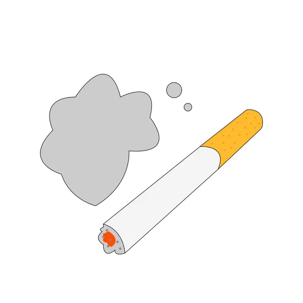 Облако Серого Дыма Над Тлеющим Сигаретным Наркотиком Концепцией Зависимости — стоковый вектор