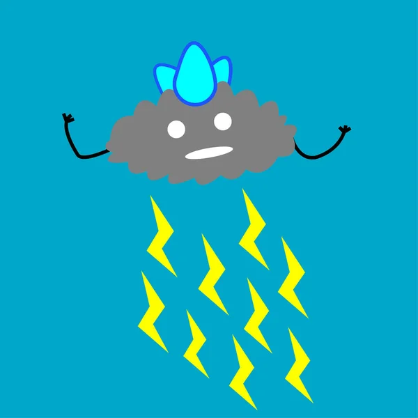 Karikatur König Der Wolken Mit Einer Krone Aus Wassertropfen Die — Stockvektor