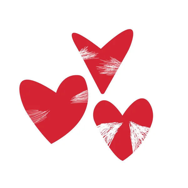Red Partially Blurred Hearts Symbol Love Objects Design White Background — Stock Vector