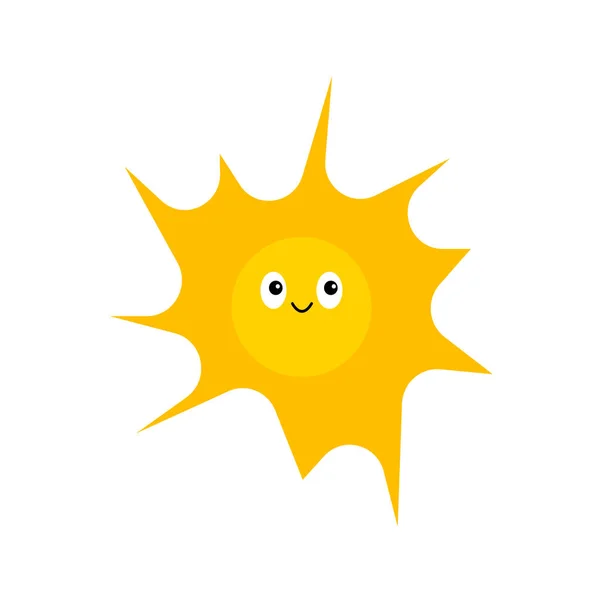 Sonne Niedlichen Cartoon Charakter Lächelnd Auf Weißem Hintergrund Hell Und — Stockvektor