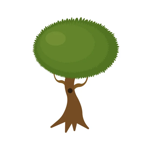 Дерево Пухнастою Верхньою Порожнистою Концепцією Лісових Рослин Предметів Природи Білому — стоковий вектор