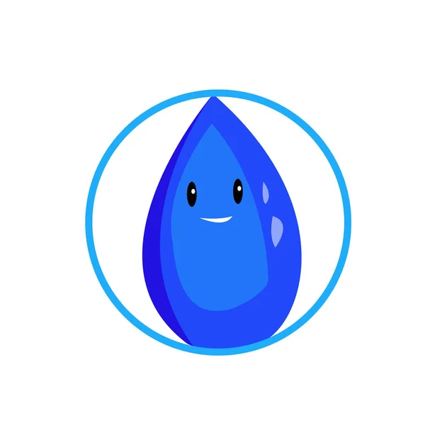 Logo Naturel Goutte Eau Bleue Avec Des Yeux Noirs Brillants — Image vectorielle