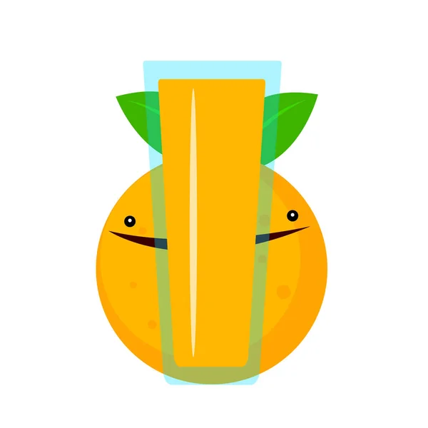 Caricature Orange Personnage Fruits Tropicaux Cachant Derrière Verre Transparent Avec — Image vectorielle