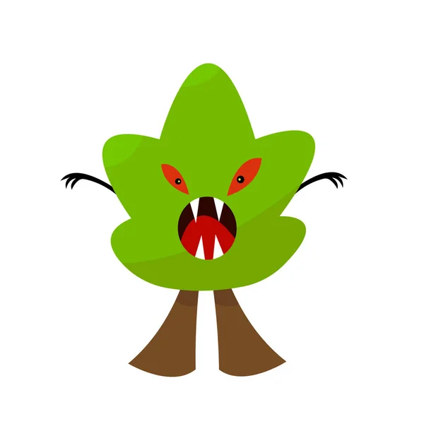 Baum Monster Mit Grüner Spitze Rote Böse Augen Offenen Mund — Stockvektor