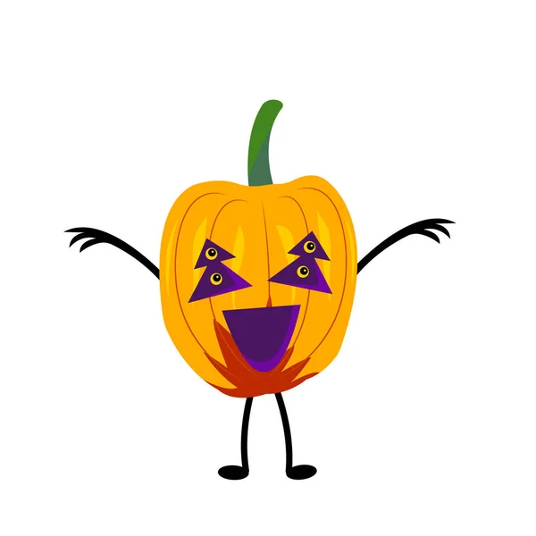 4つの明るいオレンジ色の目をした可愛いモンスター面白い幽霊白い背景に秋の休日のオブジェクトの怖いポーズの概念 — ストックベクタ