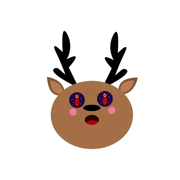 この奇跡は冬と新年のコンセプトに反映され 彼の目に星空の背景にクリスマスの燃焼キャンドルに魅了鹿の星 — ストックベクタ