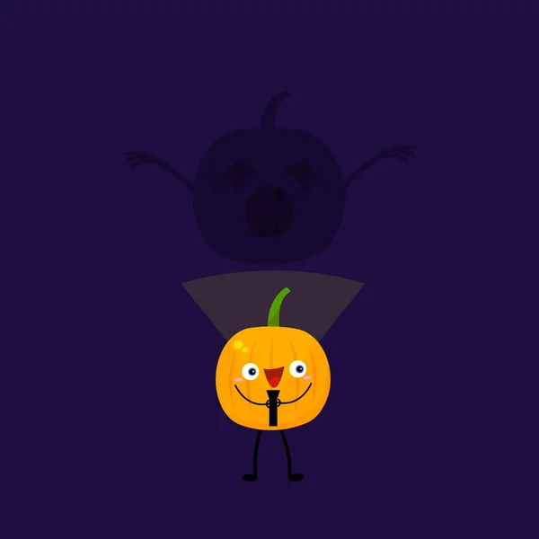 Halloween Citrouille Personnage Dessin Animé Drôle Brille Une Lampe Poche — Image vectorielle