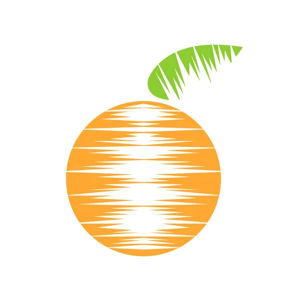 Tondo Arancio Maturo Con Foglia Verde Logo Frutta Tropicale Sfondo — Vettoriale Stock