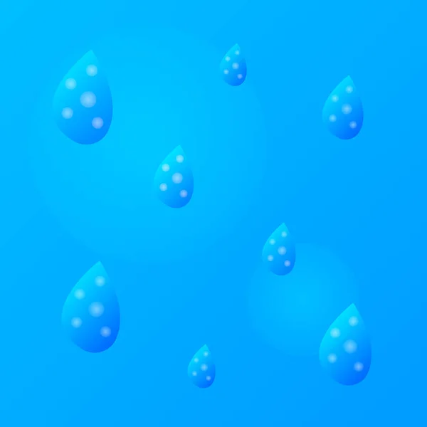 Glänzende Wassertropfen Auf Blauem Hintergrund Für Design Naturkonzept — Stockvektor