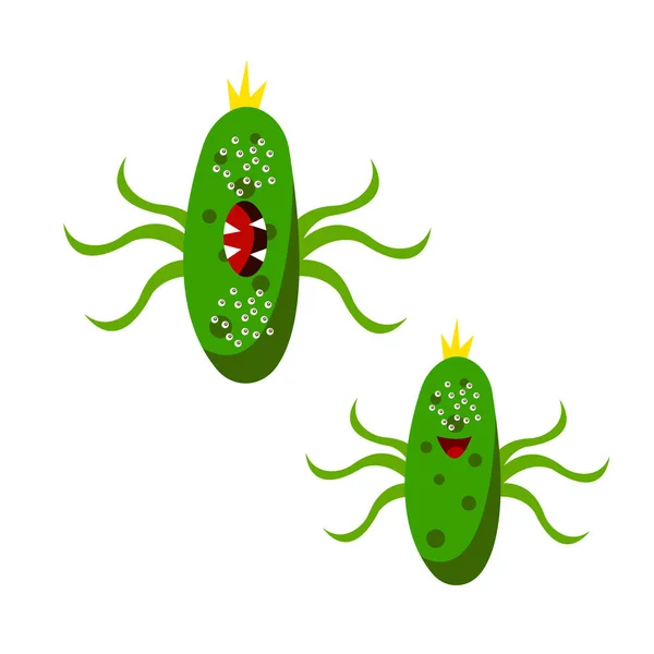 Personaje Dibujos Animados Pepino Mutante Vegetal Enojado Amable Con Muchos — Vector de stock