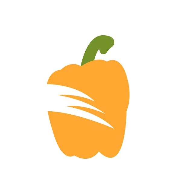 Csengő Bors Narancs Logó Design Egészséges Zöldség Fehér Háttér Élelmiszer — Stock Vector