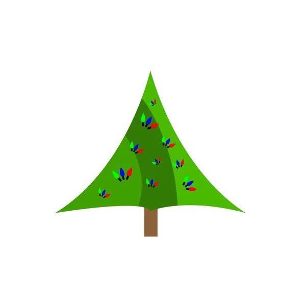 Χριστουγεννιάτικο Δέντρο Διακοσμημένο Γιρλάντες Μορφή Κεριών Πρωτοχρονιά Παράδοση Αντικείμενο Για — Διανυσματικό Αρχείο