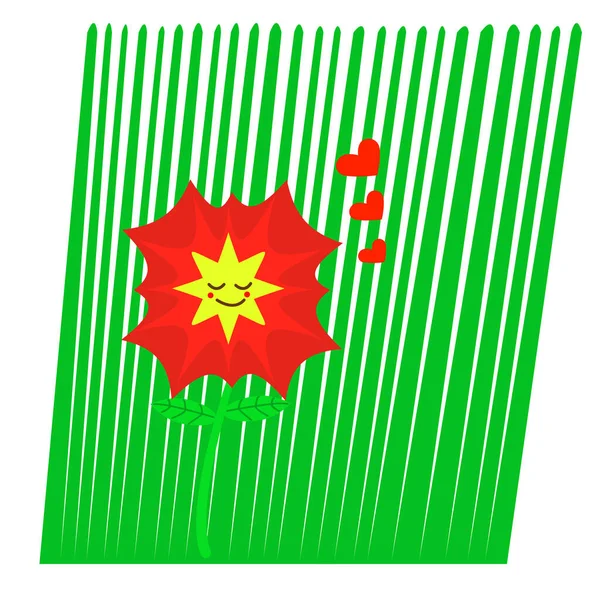 Dessin Animé Fleur Conte Fées Avec Des Pétales Rouges Centre — Image vectorielle