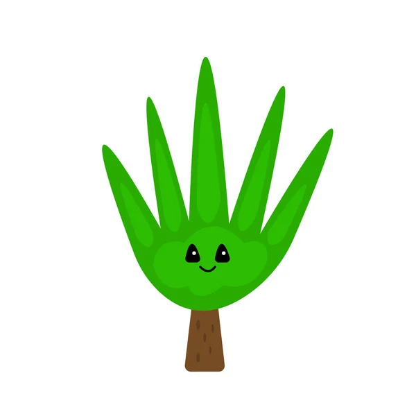 Árbol Con Top Verde Divertido Peinado Personaje Del Bosque Dibujos — Vector de stock