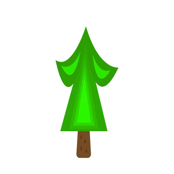 茶色の幹と白い背景に冬の休日のオブジェクトの美しいパターンの森の木のシンボルと緑のトウヒ — ストックベクタ