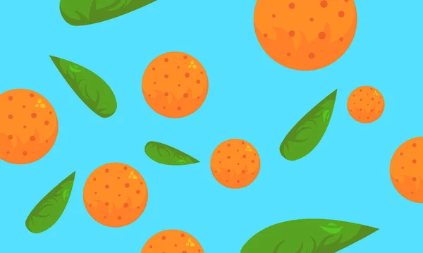 Oranžová Zelená Ponechává Objekty Modrém Pozadí Tapety Pro Design Koncepce — Stockový vektor