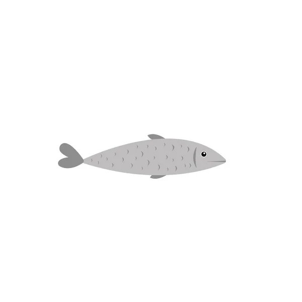 Poissons Gris Sur Fond Blanc Aliments Sains Contenant Des Substances — Image vectorielle