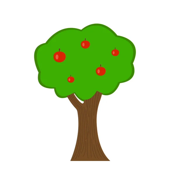 Μήλο Δέντρο Πράσινο Κορυφή Και Κόκκινα Λαμπερά Φρούτα Κηπουρική Και — Διανυσματικό Αρχείο