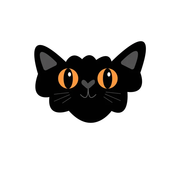 Gato Negro Con Ojos Anaranjados Una Nariz Forma Corazón Una — Vector de stock