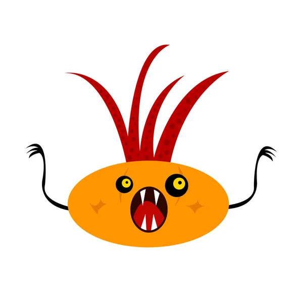 南瓜怪物 红触角 生气的卡通人物 黄眼睛 鬼怪和神秘主义的概念 — 图库矢量图片