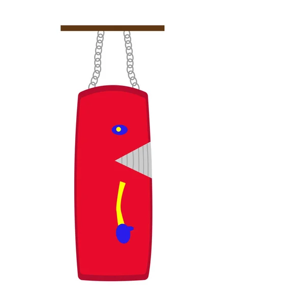 Roter Boxsack Mit Mustern Cartoon Und Lustiges Konzept Von Sportartikeln — Stockvektor