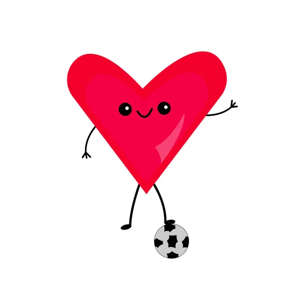 Corazón Personaje Dibujos Animados Con Pelota Fútbol Concepto Salud Deporte — Archivo Imágenes Vectoriales