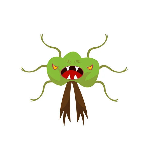 Monster Baum Für Halloween Cartoon Figur Mit Bösen Orangen Augen — Stockvektor