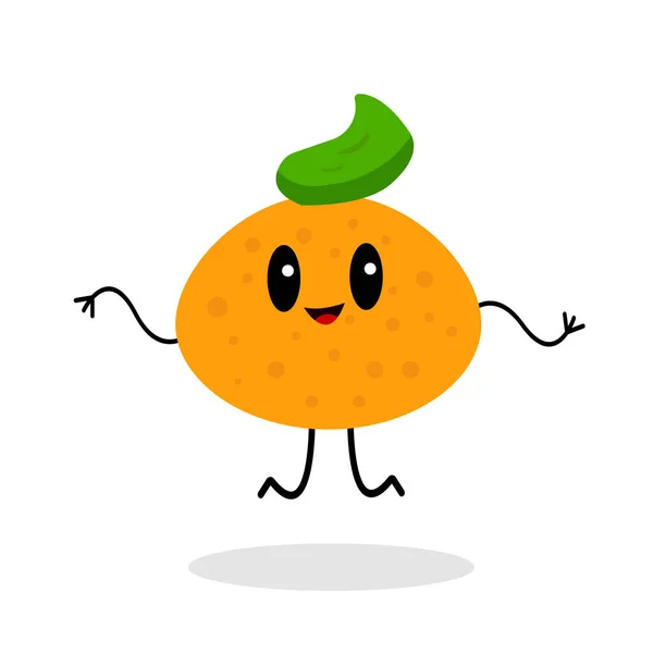 Sautant Mandarine Avec Une Coiffure Mode Sourire Symbole Fruits Tropicaux — Image vectorielle