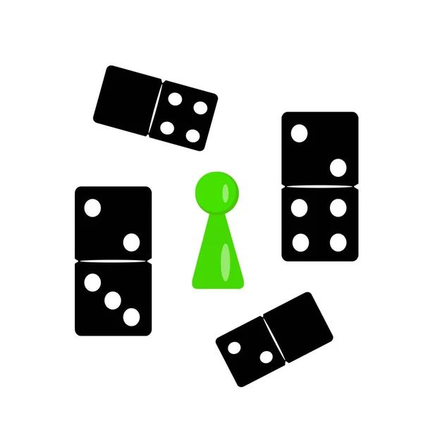 Kocka Játék Dominók Chip Tartozékok Társasjátékok Koncepció Hobbik Szórakoztató Tárgyak — Stock Vector