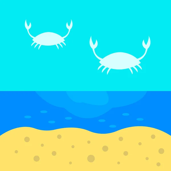 Plage Propre Bleu Eau Ciel Avec Des Nuages Forme Crabe — Image vectorielle