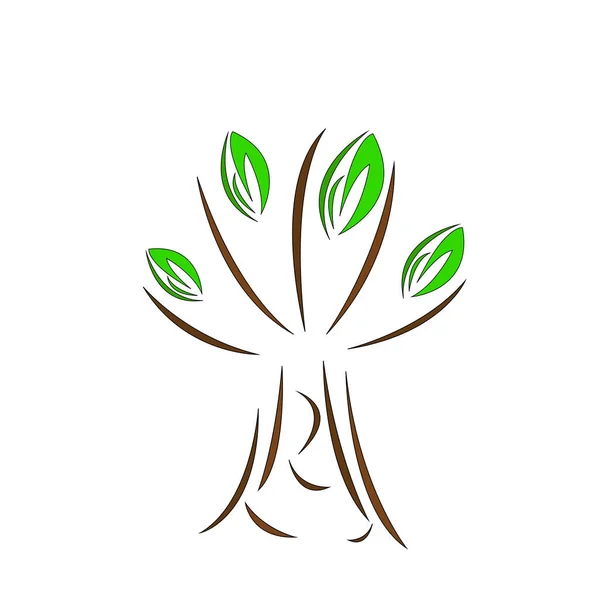 Δέντρο Φυσικό Λογότυπο Μαγευτικά Μοτίβα Των Διαχωριστικών Γραμμών Αντικείμενο Ένα — Διανυσματικό Αρχείο