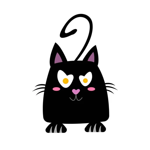 Retrato Gato Negro Con Ojos Brillantes Anaranjados Personaje Dibujos Animados — Vector de stock