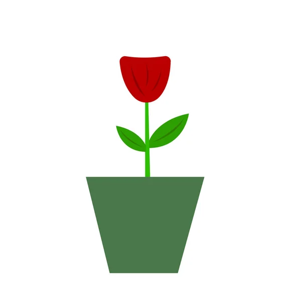 Piros Virág Egy Pot Koncepció Kertészkedés Természet Tárgy Fehér Alapon — Stock Vector