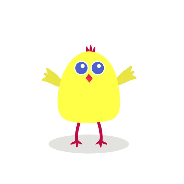 Желтый Цыпленок Большими Голубыми Глазами Персонаж Мультфильма Концепции Дизайна Птиц — стоковый вектор
