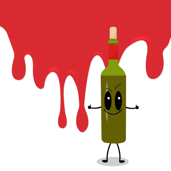 Botella Vino Personaje Dibujos Animados Sosteniendo Pulgares Hacia Arriba Como — Archivo Imágenes Vectoriales