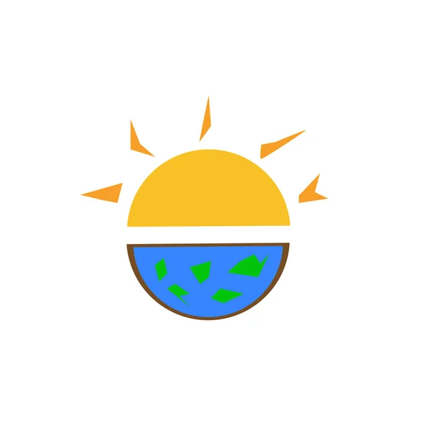 Meio Sol Planeta Terra Logotipo Natural Para Projeto — Vetor de Stock